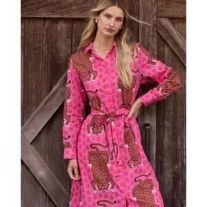 Printfresh Monaco Midi Dress Siberian Stripes - Neon Rose XL